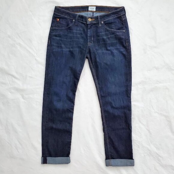 Hudson Jeans Bacara Straight Cuffed Back Flap Booty Pockets Dark Denim Size 29 - Picture 3 of 8